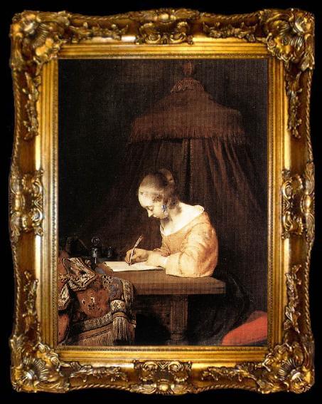 framed  TERBORCH, Gerard Woman Writing a Letter a, ta009-2